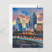 Carte Postale Oklahoma City couleur de l'eau skyline (Devant / Derrière)