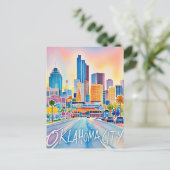Carte Postale Oklahoma City couleur de l'eau skyline (Debout devant)