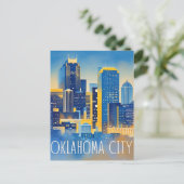 Carte Postale Oklahoma City Night View Aquarelle (Debout devant)