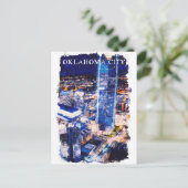 Carte Postale Oklahoma City Night View Aquarelle (Debout devant)