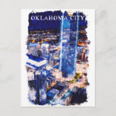 Carte Postale Oklahoma City Night View Aquarelle (Devant)