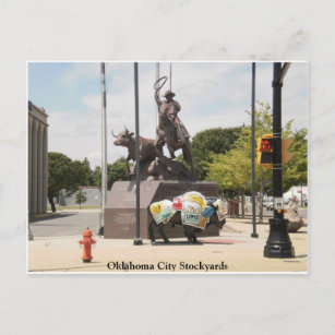 Carte Postale Oklahoma City Stockyards buffle et cowboy