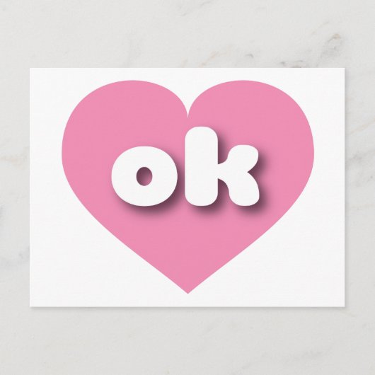 Carte Postale Oklahoma coeur rose - I love ok (Devant)