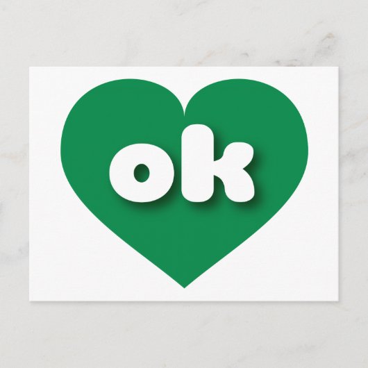 Carte Postale Oklahoma coeur vert - I love ok (Devant)