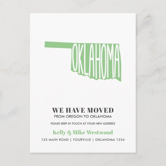 Carte Postale OKLAHOMA Nous avons déplacé Nouvelle adresse Nouve (Devant)