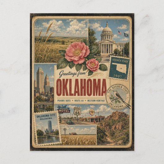 Carte postale Oklahoma style vintage authentique (Devant)
