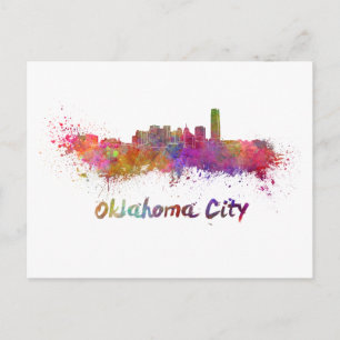 Carte Postale Oklahoma Ville skyline in watercolor
