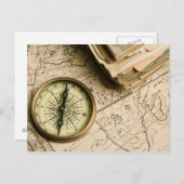 Carte Postale Old compass over Ancient Map (Devant / Derrière)