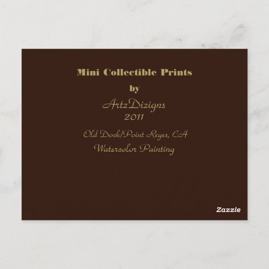 Carte Postale Old Dock/Point Reyes, CA - Mini Objets de collecti (Dos)