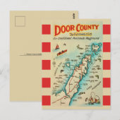 Carte Postale Old Door County Map Postcard (Devant / Derrière)