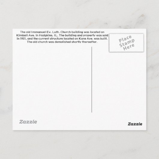 Carte Postale Old Emmanuel - Hodgkins (Dos)