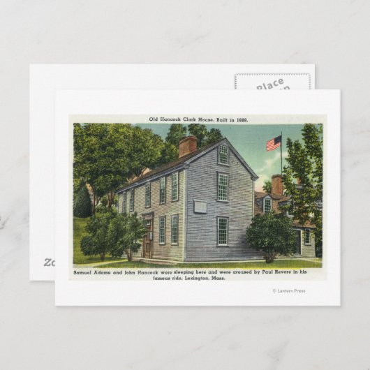 Carte Postale Old Hancock Clark House Vue, Paul Revere Rode B (Devant / Derrière)