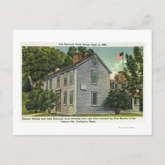 Carte Postale Old Hancock Clark House Vue, Paul Revere Rode B (Devant)