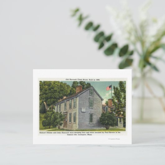 Carte Postale Old Hancock Clark House Vue, Paul Revere Rode B (Debout devant)