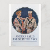 Carte Postale Old Navy Recruiting Poster circa 1917 (Devant)