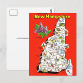 Carte Postale Old New Hampshire Map Postcard (Devant / Derrière)