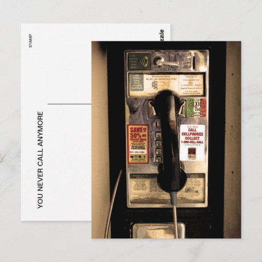 Carte Postale Old Pay Phone (Devant / Derrière)