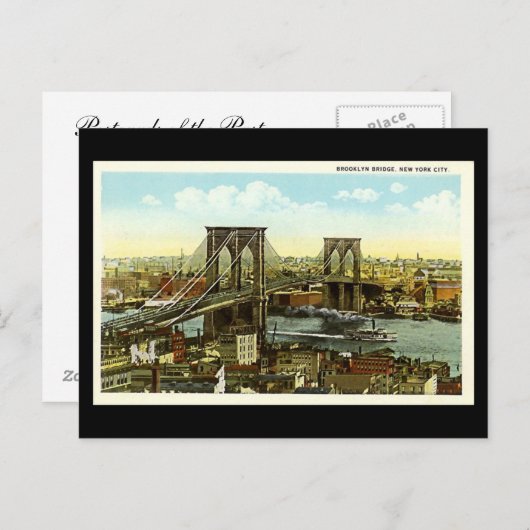 Carte Postale Old Postcard - New York City, Brooklyn Bridge (Devant / Derrière)