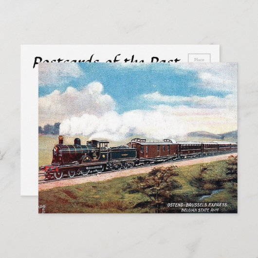 Carte Postale Old Postcard - Ostende - Train d'Express de Bruxel (Devant / Derrière)