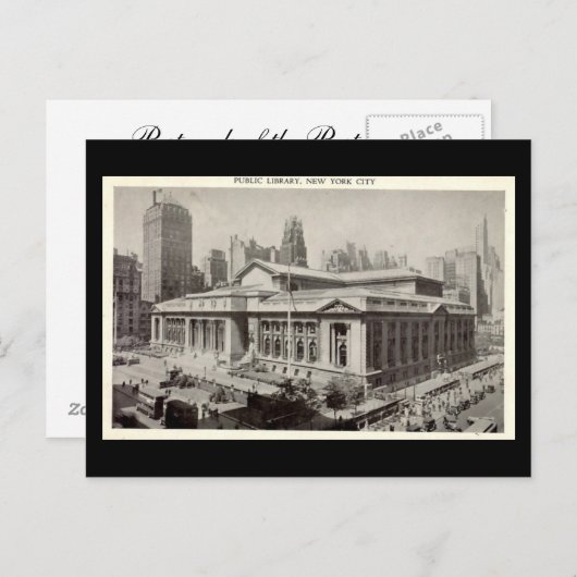 Carte Postale Old Postcard, Public Library, New York City (Devant / Derrière)