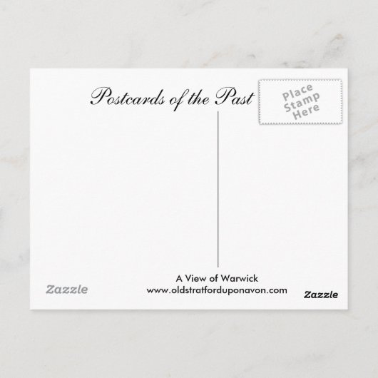 Carte Postale Old Postcard, une vue de Warwick (Dos)