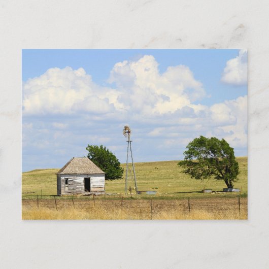 Carte Postale Old Rush Comté, Kansas, Ferme Avec Windmill (Devant)
