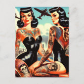 Carte Postale Old School Tatttooed Pin-up (Devant)