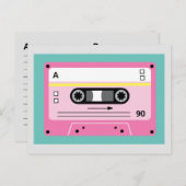 Carte Postale Old Skool Pink Cassette Mix Tape Playlist (Devant / Derrière)