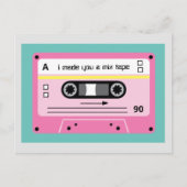 Carte Postale Old Skool Pink Cassette Mix Tape Playlist (Devant)