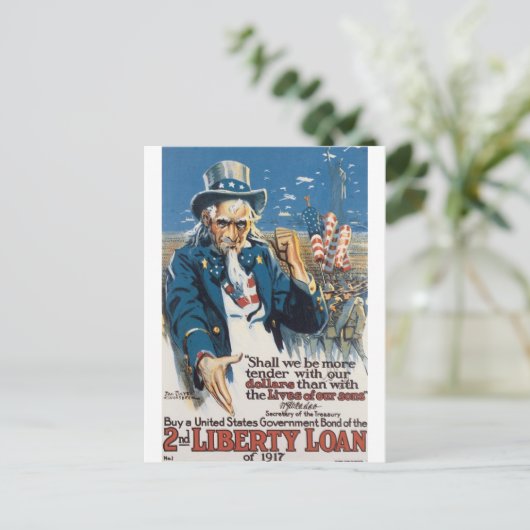 Carte Postale Old "Uncle Sam" U.S. War Poster circa 1917 (Debout devant)