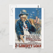 Carte Postale Old "Uncle Sam" U.S. War Poster circa 1917 (Devant / Derrière)