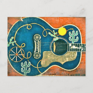 Carte Postale Ole Western Guitar Postcard