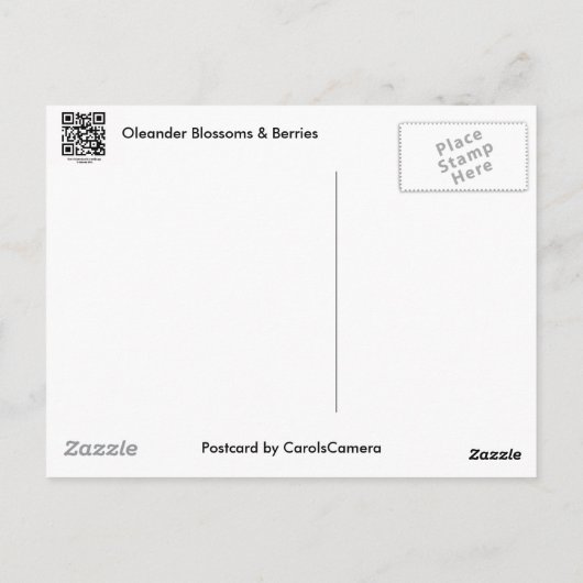 Carte Postale Oleander Blossoms & Berries Coordonnées (Dos)