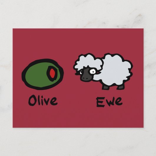 Carte Postale Olive Ewe (Je T'Aime) (Devant)