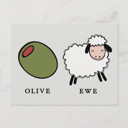 Carte Postale Olive Ewe Love Puns (Devant)