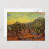 Carte Postale Olive Grove, Ciel orange par Vincent van Gogh (Devant / Derrière)