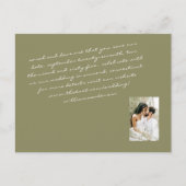 Carte Postale Olive Modern Script Couple Photo Enregistrer Notre (Devant)