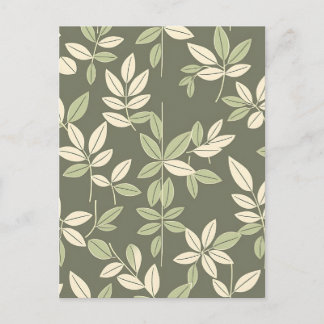 Carte Postale Olive Sage Botanical Leaves Pattern