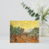 Carte Postale Olive Trees Ciel Jaune & Soleil Van Gogh Art (Debout devant)