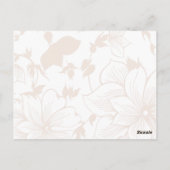 Carte Postale Olive Vert rose Magnolia Fleurs Mariage RSVP (Dos)