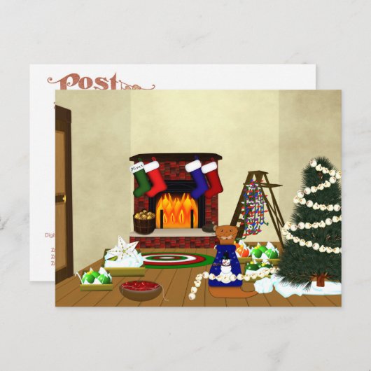 Carte Postale Oliver Décore pour Noël (Devant / Derrière)