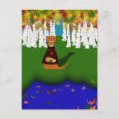 Carte Postale Oliver The Otter at River Wolf Lake à Autumn (Devant)