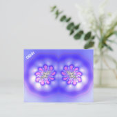 Carte Postale OLIVIA ~ Conception Fractale 3D ~ Rose Bleu Mauve (Debout devant)