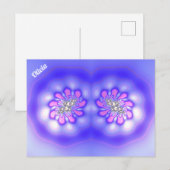 Carte Postale OLIVIA ~ Conception Fractale 3D ~ Rose Bleu Mauve (Devant / Derrière)