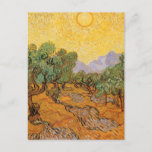 Carte Postale Oliviers, Ciel Jaune et Soleil, Vincent van Gogh<br><div class="desc">Olive Trees with Yellow Sky and Sun (1889) de Vincent van Gogh est l'une des nombreuses études sur les oliviers que van Gogh a peints lors de l'asile. C'est un post impressionnisme vintage de peinture de paysage d'art. Une oliveraie sur une ferme par beau temps. À propos de l'artiste :...</div>