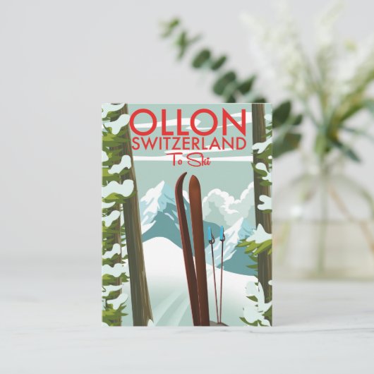 Carte Postale Ollon Suisse Ski (Debout devant)