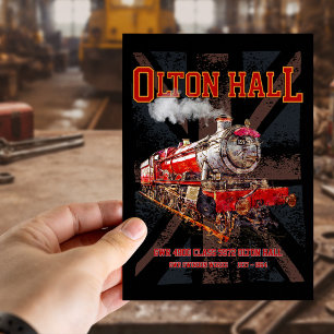 Carte Postale Olton Hall Train à vapeur Vintage Anglais Locomoti