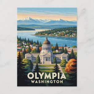 Carte Postale Olympia Washington Scène du Pacifique Nord-Ouest
