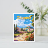 Carte Postale Olympie Grèce Voyage Art Illustration Vintage (Debout devant)