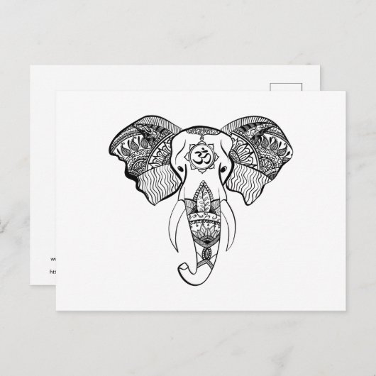 Carte Postale Om éléphant (Devant / Derrière)